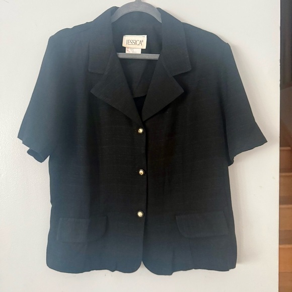 Jessica Jackets & Blazers - 💥Vintage Jessica Black Blazer with Gold Accents PLUS SIZE